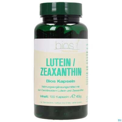Sie sehen eine Packung Bios Lutein / Zeaxanthin 100 Kapseln, Produktbild: 01 Bios Lutein / Zeaxanthin 100 Kapseln, A-Nr.: 3892393 - 01