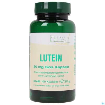 Sie sehen eine Packung Bios Lutein 20mg 100 Kapseln, Produktbild: 01 Bios Lutein 20mg 100 Kapseln, A-Nr.: 3892364 - 01