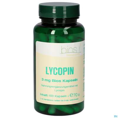 Sie sehen eine Packung Bios Lycopin 3mg 100 Kapseln, Produktbild: 01 Bios Lycopin 3mg 100 Kapseln, A-Nr.: 3892401 - 01