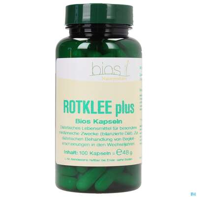 Sie sehen eine Packung Bios Rotklee Plus 100 Kapseln, Produktbild: 01 Bios Rotklee Plus 100 Kapseln, A-Nr.: 3893062 - 01