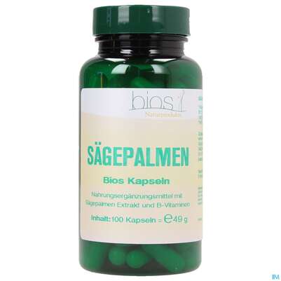 Sie sehen eine Packung Bios Sägepalmen 100 Kapseln, Produktbild: 01 Bios Sägepalmen 100 Kapseln, A-Nr.: 3893079 - 01