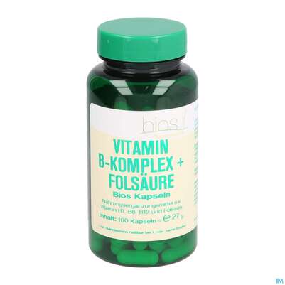 Sie sehen eine Packung Bios Vitamin B Komplex + Folsäure 100 Kapseln, Produktbild: 02 Bios Vitamin B Komplex + Folsäure 100 Kapseln, A-Nr.: 3893518 - 02