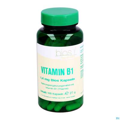 Sie sehen eine Packung Bios Vitamin B1 1,4mg 100 Kapseln, Produktbild: 02 Bios Vitamin B1 1,4mg 100 Kapseln, A-Nr.: 3893412 - 02