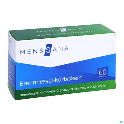 Sie sehen eine Packung Brennnessel Kapseln -menssana +kuerbiskern 60st, Produktbild: 03 Brennnessel Kapseln -menssana +kuerbiskern 60st, A-Nr.: 4075638 - 03