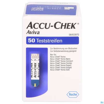 Sie sehen eine Packung Diagnostika U.zubehoer Accu-chek -sandipharm Aviva-teststreifen 50st, Produktbild: 01 Diagnostika U.zubehoer Accu-chek -sandipharm Aviva-teststreifen 50st, A-Nr.: 3064207 - 01
