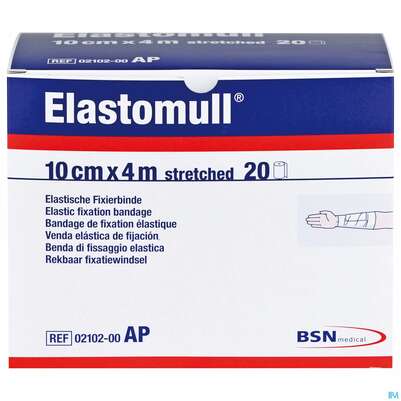 Sie sehen eine Packung Elastomull Bsn Fixierbinde Lose Im Karton 10cmx 4m 03486 20st, Produktbild: 01 Elastomull Bsn Fixierbinde Lose Im Karton 10cmx 4m 03486 20st, A-Nr.: 5654580 - 01