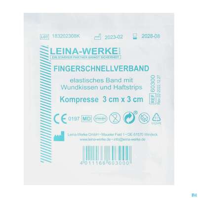 Sie sehen eine Packung Fingerverbaende Leina Schnellverband 3x3 1st, Produktbild: 02 Fingerverbaende Leina Schnellverband 3x3 1st, A-Nr.: 4588645 - 02