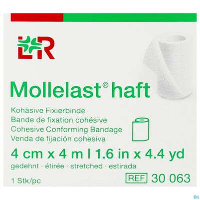 Fixierbinden Mollelast Haft Weiss 4mx 4cm 1st, A-Nr.: 1767637 - 01