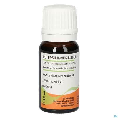 Sie sehen eine Packung Gall Pharma Petersilienkrautöl Embamed, Produktbild: 01 Gall Pharma Petersilienkrautöl Embamed, A-Nr.: 5420304 - 01