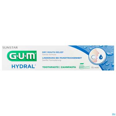 Sie sehen eine Packung Gum Pflege B.mundtrockenheit Hydral Zahnpasta 6020 75ml, Produktbild: 01 Gum Pflege B.mundtrockenheit Hydral Zahnpasta 6020 75ml, A-Nr.: 4335944 - 01