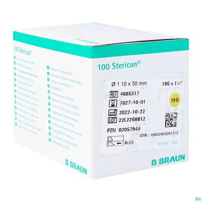 Sie sehen eine Packung Injektionsspritzen U.zubeh. Einmalkanuelen Braun/sterican/blutentn. G19x1 1/4 1,1x30mm 46653 100st, Produktbild: 03 Injektionsspritzen U.zubeh. Einmalkanuelen Braun/sterican/blutentn. G19x1 1/4 1,1x30mm 46653 100st, A-Nr.: 3731827 - 03