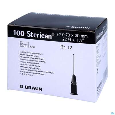 Sie sehen eine Packung Injektionsspritzen U.zubeh. Einmalkanuelen Sterican Standard Gr12 G22x1 1/4 0,7x 30mm 46576 100st, Produktbild: 02 Injektionsspritzen U.zubeh. Einmalkanuelen Sterican Standard Gr12 G22x1 1/4 0,7x 30mm 46576 100st, A-Nr.: 2692485 - 02