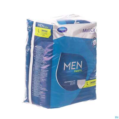 Sie sehen eine Packung Inkontinenz Molicare Premium/men/pants Tropfen 5 Large 7st, Produktbild: 02 Inkontinenz Molicare Premium/men/pants Tropfen 5 Large 7st, A-Nr.: 4918901 - 02