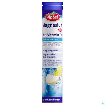Sie sehen eine Packung Magnesium Brausetabl 400 +c +e -abtei 5000010246 15st, Produktbild: 01 Magnesium Brausetabl 400 +c +e -abtei 5000010246 15st, A-Nr.: 3839513 - 01