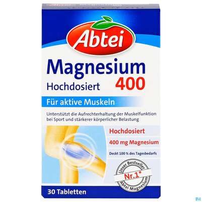 Sie sehen eine Packung Magnesium Kapseln 400 Abtei 30st, Produktbild: 01 Magnesium Kapseln 400 Abtei 30st, A-Nr.: 3551290 - 01