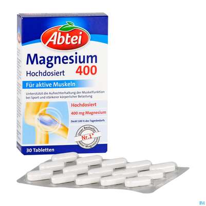 Sie sehen eine Packung Magnesium Kapseln 400 Abtei 30st, Produktbild: 04 Magnesium Kapseln 400 Abtei 30st, A-Nr.: 3551290 - 04