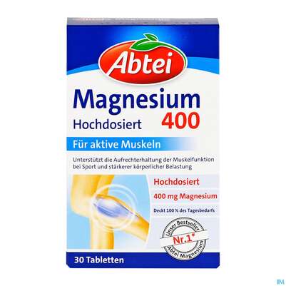 Sie sehen eine Packung Magnesium Kapseln 400 Abtei 30st, Produktbild: 06 Magnesium Kapseln 400 Abtei 30st, A-Nr.: 3551290 - 06