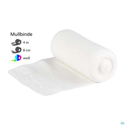 Sie sehen eine Packung Mullbinden Noba 4mx 8cm 20st, Produktbild: 01 Mullbinden Noba 4mx 8cm 20st, A-Nr.: 4994049 - 01