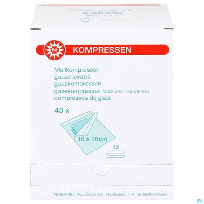 Mullkompressen Noba/17faedig Steril 12fach 10x 10cm 2x40 80st, A-Nr.: 2335992 - 01