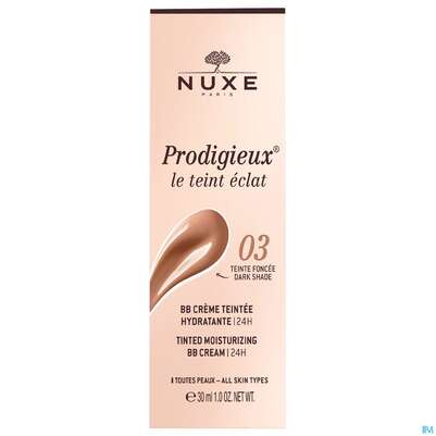 Sie sehen eine Packung Nuxe Tinted Moist Bb Cream Le Teint Eclat 24h Moisturising Dark 30ml, Produktbild: 01 Nuxe Tinted Moist Bb Cream Le Teint Eclat 24h Moisturising Dark 30ml, A-Nr.: 5893735 - 01
