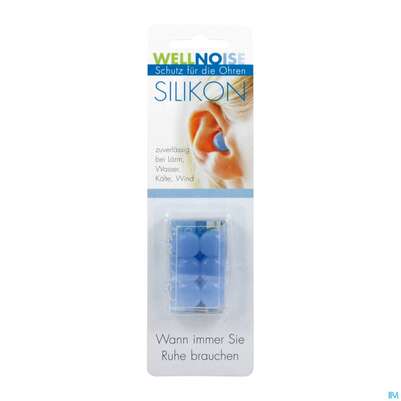 Sie sehen eine Packung Ohrenschutz Wellnoise Ohrenstopfen Silikon Blister Blau 6st, Produktbild: 02 Ohrenschutz Wellnoise Ohrenstopfen Silikon Blister Blau 6st, A-Nr.: 3209456 - 02