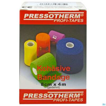 Sie sehen eine Packung Pressotherm Bandage Kohaesive Elastische Fixierbinde Selbst Haftend Gruen 8cmx 1st, Produktbild: 01 Pressotherm Bandage Kohaesive Elastische Fixierbinde Selbst Haftend Gruen 8cmx 1st, A-Nr.: 4251029 - 01