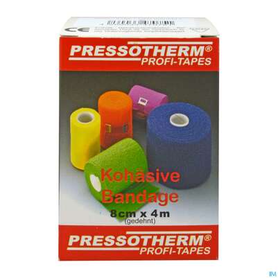 Sie sehen eine Packung Pressotherm Bandage Kohaesive Elastische Fixierbinde Selbst Haftend Gruen 8cmx 1st, Produktbild: 02 Pressotherm Bandage Kohaesive Elastische Fixierbinde Selbst Haftend Gruen 8cmx 1st, A-Nr.: 4251029 - 02