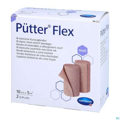 Sie sehen eine Packung Puetter-verband Flex Kurzzugbinde 10cm Duo 2st, Produktbild: 02 Puetter-verband Flex Kurzzugbinde 10cm Duo 2st, A-Nr.: 3942642 - 02