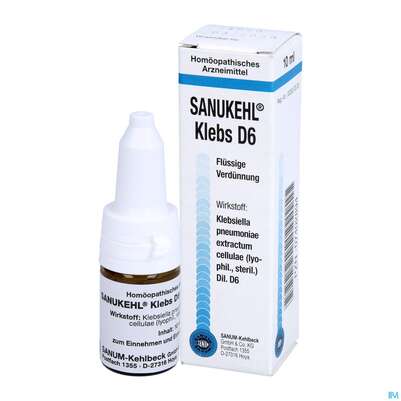 Sie sehen eine Packung Sanukehl Klebs Tropfen D6 10ml, Produktbild: 04 Sanukehl Klebs Tropfen D6 10ml, A-Nr.: 2481506 - 04