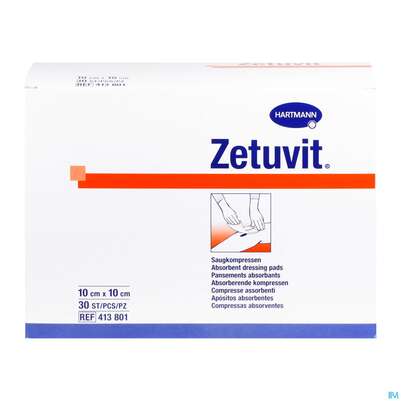 Sie sehen eine Packung Saugkompresse Zetuvit Unsteril 10x 10cm 30st, Produktbild: 04 Saugkompresse Zetuvit Unsteril 10x 10cm 30st, A-Nr.: 1166524 - 04