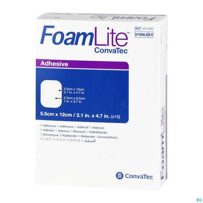 Sie sehen eine Packung Schaumverband Adhaesiv Foam Lite Convatec 5,5x12cm 42156 10st, Produktbild: 02 Schaumverband Adhaesiv Foam Lite Convatec 5,5x12cm 42156 10st, A-Nr.: 4556160 - 02