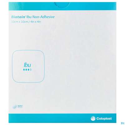 Sie sehen eine Packung Schaumverband Biatain/ibu M. 0,5mg/m2 Ibuprofen N.haft 10x10cm -col 4110 5st, Produktbild: 01 Schaumverband Biatain/ibu M. 0,5mg/m2 Ibuprofen N.haft 10x10cm -col 4110 5st, A-Nr.: 3151805 - 01