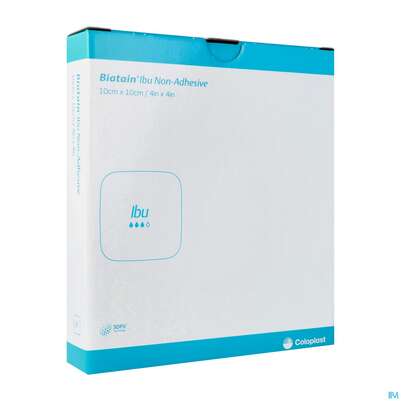 Sie sehen eine Packung Schaumverband Biatain/ibu M. 0,5mg/m2 Ibuprofen N.haft 10x10cm -col 4110 5st, Produktbild: 02 Schaumverband Biatain/ibu M. 0,5mg/m2 Ibuprofen N.haft 10x10cm -col 4110 5st, A-Nr.: 3151805 - 02