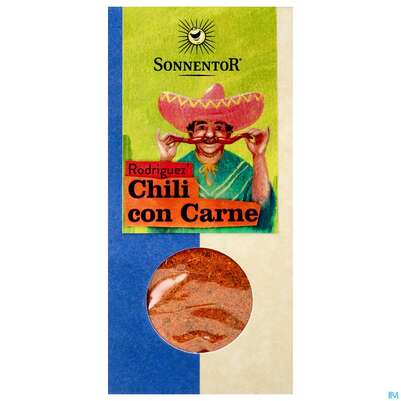 Sie sehen eine Packung Sonnentor Gewuerzmischung/bio Rodriguez Chili Con Carne 00484 40g, Produktbild: 01 Sonnentor Gewuerzmischung/bio Rodriguez Chili Con Carne 00484 40g, A-Nr.: 4308025 - 01