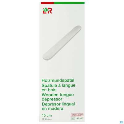Sie sehen eine Packung Spatel Mundholz Rauscher Steril Ep 50st, Produktbild: 01 Spatel Mundholz Rauscher Steril Ep 50st, A-Nr.: 4864105 - 01