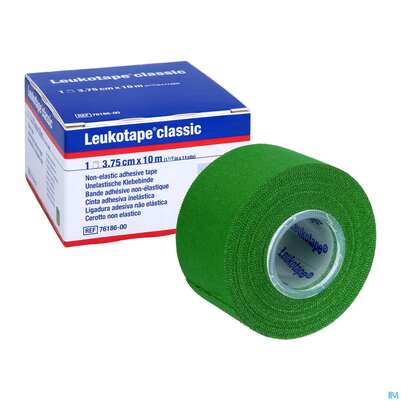 Sie sehen eine Packung Tape Leukotape Classic 10mx 3,75cm Gruen 1st, Produktbild: 05 Tape Leukotape Classic 10mx 3,75cm Gruen 1st, A-Nr.: 3442017 - 05