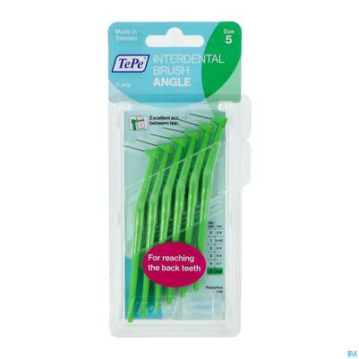 Sie sehen eine Packung Tepe Interdentalbuersten Angle 0,8mm Gruen 6st, Produktbild: 03 Tepe Interdentalbuersten Angle 0,8mm Gruen 6st, A-Nr.: 3793320 - 03