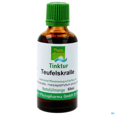 Sie sehen eine Packung Teufelskralle Tinktur Phytopharma 50ml, Produktbild: 01 Teufelskralle Tinktur Phytopharma 50ml, A-Nr.: 3108152 - 01