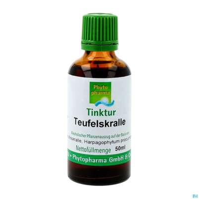 Sie sehen eine Packung Teufelskralle Tinktur Phytopharma 50ml, Produktbild: 02 Teufelskralle Tinktur Phytopharma 50ml, A-Nr.: 3108152 - 02