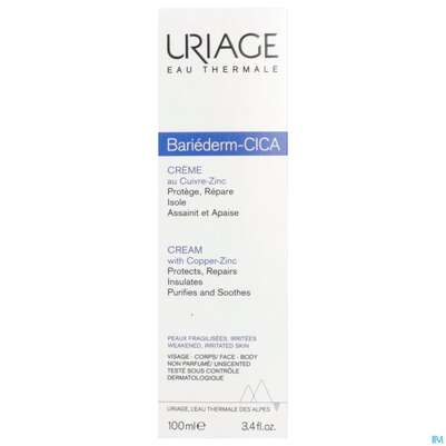 Sie sehen eine Packung Uriage Bariederm-cica Creme +kupfer-zink 100ml, Produktbild: 01 Uriage Bariederm-cica Creme +kupfer-zink 100ml, A-Nr.: 5617774 - 01