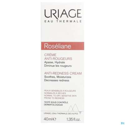 Sie sehen eine Packung Uriage Roseliane Creme Gegen Roetungen 40ml, Produktbild: 01 Uriage Roseliane Creme Gegen Roetungen 40ml, A-Nr.: 5618644 - 01