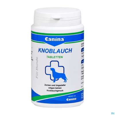 Sie sehen eine Packung Veterinaerprodukte Canina Hunde Knoblauch-tabl 180g, Produktbild: 01 Veterinaerprodukte Canina Hunde Knoblauch-tabl 180g, A-Nr.: 3202632 - 01