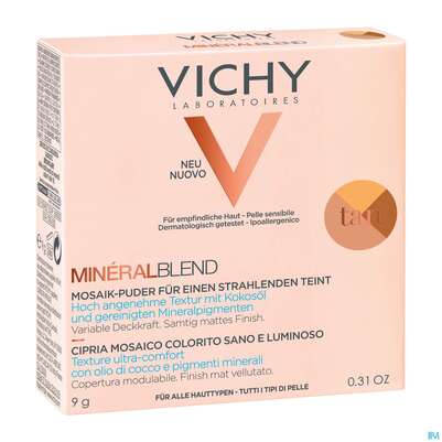 Sie sehen eine Packung Vichy Mineralblend Puder Tan 9g, Produktbild: 01 Vichy Mineralblend Puder Tan 9g, A-Nr.: 5045119 - 01