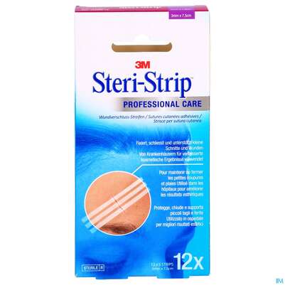 Sie sehen eine Packung Wundnahtstreifen Steri-strip 3x 75mm R1540 12st, Produktbild: 01 Wundnahtstreifen Steri-strip 3x 75mm R1540 12st, A-Nr.: 5052208 - 01