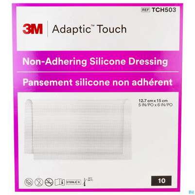 Sie sehen eine Packung Wundverband Adaptic/silikon Touch Nicht Haftend 12,7x 15cm Nr Tch503 10st, Produktbild: 01 Wundverband Adaptic/silikon Touch Nicht Haftend 12,7x 15cm Nr Tch503 10st, A-Nr.: 3837218 - 01