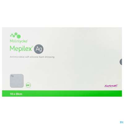 Sie sehen eine Packung Wundverband Mepilex Silikon Ag 10x 20cm 5st, Produktbild: 01 Wundverband Mepilex Silikon Ag 10x 20cm 5st, A-Nr.: 3627260 - 01