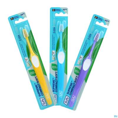 Sie sehen eine Packung Zahnbuersten Tepe Supreme Compact Soft 1st, Produktbild: 01 Zahnbuersten Tepe Supreme Compact Soft 1st, A-Nr.: 5456182 - 01