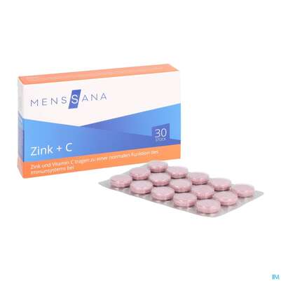 Sie sehen eine Packung Zink Lutschtabl +c Menssana 30st, Produktbild: 05 Zink Lutschtabl +c Menssana 30st, A-Nr.: 3486658 - 05