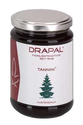 Sie sehen eine Packung DRAPAL® Tannini Hustensirup Glas ohne Faltschachtel, Produktbild: 01 DRAPAL® Tannini Hustensirup Glas ohne Faltschachtel, A-Nr.: 2493202 - 01