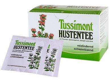Sie sehen eine Packung Tussimont Hustentee, Produktbild: 01 Tussimont Hustentee, A-Nr.: 1347384 - 01